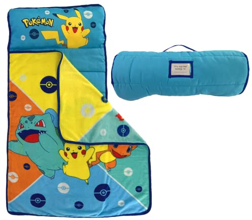 Franco Pokemon Anime Pikachu Weiche Kleinkind-Schlafmatte mit Kissen und Decke, perfekt für Vorschule/Kita/Reisen/Schlafsack, 53,3 x 114,3 cm (offizielles Pokémon-Produkt) von