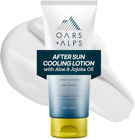 Oars + Alps After Sun Cooling Lotion, Includes Aloe Vera and Cucumber Extract for Sunburn Relief, Fresh Cut Aloe Scent, 8 Fl Oz