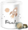 Spardose - Weltall - Niedliche Rakete Weltraum Raumschiff - Unisize - Weiß - spardose+raket Kinder Planeten Planet personalisierte NASA raketen Raumfahrt Astronauten Astronaut Universum Space