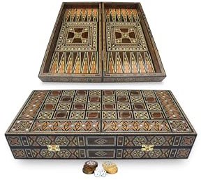Laith 50 x 50 cm Holz Backgammon Tavla/Schachspiel/Dame Brett BE506S mit 30 Holz Backgammon Steinen für Erwachsene, 2 Spieler, Alter ab 0 Jahren