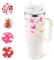 PRAOAHEI 40oz Thermobecher mit Strohhalm und Henkel, 1180 ML Edelstahl Heiße Kalte Getränke Vakuum Trinkbecher, Geschenk für Frauen Liebhaber Freunde, Weiß