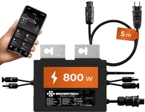 Solarway All In One Envertech Mikro-Wechselrichter 800W Set inkl. 5m Kabel - Wechselrichter Balkonkraftwerk 800W für 2 PV Module - Black CASE - App & WiFi & Bluetooth (EVT-800-B)
