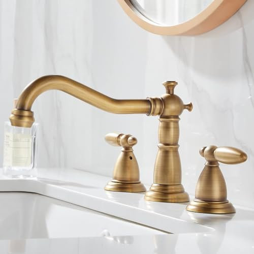 European Style Dual Lever Basin Mixer Taps Multifunctional Basin Sink Mixer Tap Three Holes Traditional Bathroom Sink Taps Mixers for Bathroom-Antique