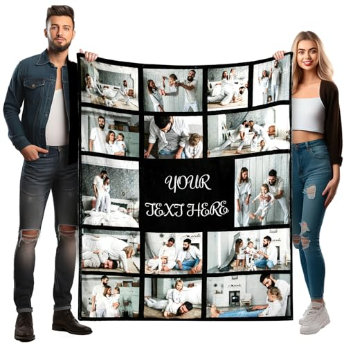 Stepdiy Personalisierte Decke mit Foto, Fotodecke mit Eigenem Foto für Mama und Papa,Personalisierte Geschenke Decke mit 15 Fotos für Muttertag Vatertag Geburtstag
