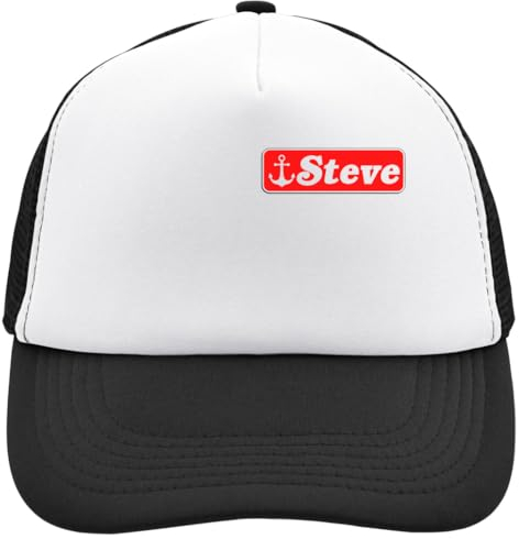 Functon+ Stranger Science Fiction Series Steve Scoops Ahoy Name Mesh Back Trucker Cap Adjustable Snapback Hat Casu White, Schwarz , Einheitsgröße