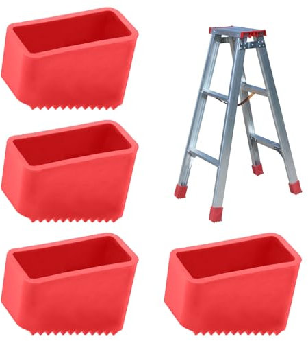 4 Piezas Protectora Pies Escalera, Fundas Antideslizantes para Pies de Goma Patas de Escalera, Piezas de Repuesto Universales para Trabajadores Domésticos Trabajo Escaleras TelescóPicas Plegable