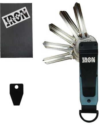 Iron Edge Key Organiser - Portable Keychain, Minimalist Heavy Duty Keyring, Pocket Smart Key Holder with Gift Box and Tool (Aluminium, Gun Metal Gray)