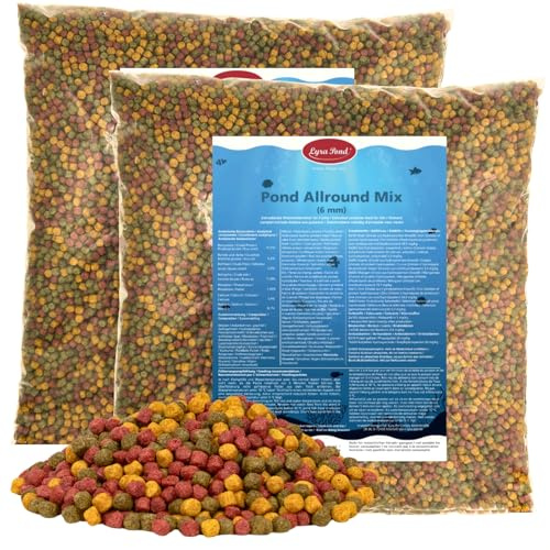 Lyra Pond® 2 x 10 L (7,4 kg) Pond Allround Koi Mix Fischfutter Teichfutter | Artgerechte Zusammensetzung für Teichfische - Proteinreich & mit Astaxanthin für kräftige Farben - Hoch verdaulich