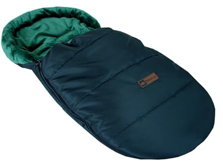 BABYLUX Fußsack 90cm MINKY Kinderwagen Buggy Babyschale Thermo +/ Muff Handmuff Winterfußsack (K26 - Schwarz/Grün)