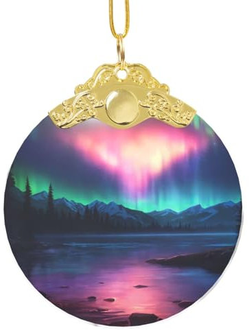 GFXEDSAH Dunkler Nordlichter-Druck, rund, handgefertigter Schmuck, Glasanhänger, Jahrestagsgeschenk, kreative Dekoration für den Innenbereich, Einheitsgröße