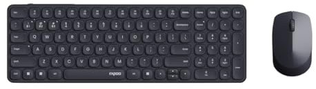 Rapoo 9310M kabelloses Tastatur-Maus Set Wireless Deskset 2400 DPI Sensor bis zu 12 Monate Batterielaufzeit flaches Aluminium Design DE-Layout QWERTZ PC & Mac - schwarz