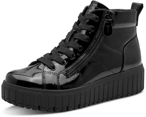 Jana Damen Sneaker hoch Plateau Vegan, Black Patent, 41