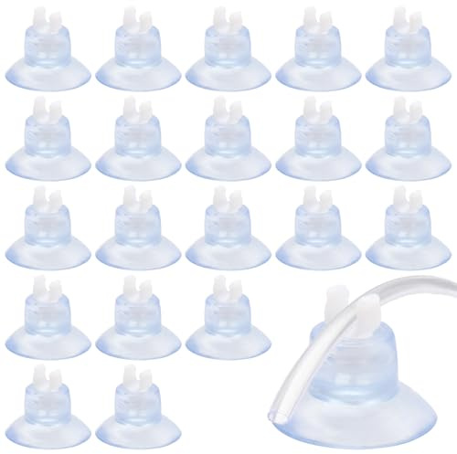 kiki fancy 20Pcs Aquarium Suction Cup Clips, Aquarium Accessories Suckers | Fit for 4-6 mm ID Airline Tubing Clear Air Hose Holder Clamp Accessories Suitable for Fish Tank Aeration Setup