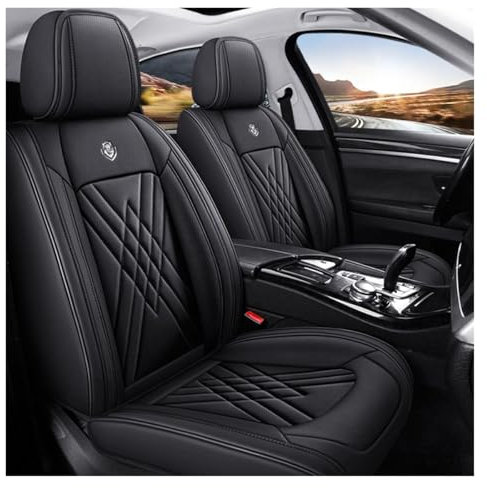 ZARUXCHA Universal-Sitzbezug Komplett-Set Für VW Polo V GTI 2012-2017, AutositzbezüGe Set Leder, 5-Sitze Universal-SitzbezüGe Auto Komplettset(B(Black))