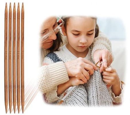 Altaroo 5 Stück Stricknadeln 20cm, Bambus Stricknadel 3,5mm, Nadelspiel Set, Stricknadeln Set zum Stricken von Schals, Pullovern, Mützen, Puppen, Socken