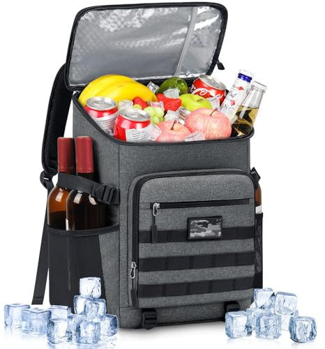 NEWHEY Insulated Cooler Backpack 30L Waterproof Leakproof Lunch Bag Large Capacity Tactical Thermal Picnic Backpack Durable Lightweight Cool Bag for Outdoor Work Camping Beach Hiking