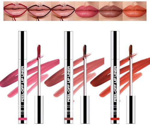 Gireatick Peel Off Lip Stain Tattoo Set, 3 Colors Matte Tattoo Peel Off Lip Liner Set, Matte Finish Waterproof Lip Liner Pencil, Long-lasting Waterproof Highly Pigmented Color Lip Makeup