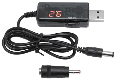BONKZEBU Cordon de Routeur de Banque D'alimentation 9v 12v HD Affichage Numérique USB Router de Banc de Puissance Câble Boost, Modem de Banque D'alimentation du Modem Optique, Câble de