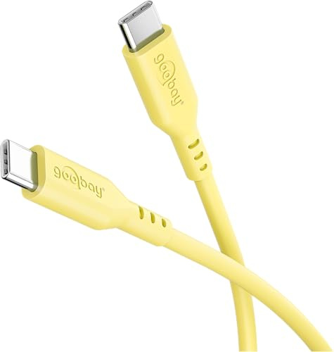 goobay USB C Ladekabel 1,5m mit 60W Power Delivery Schnellladefunktion, robustes & flexibles Kabel aus Silikon in Gelb für iPhone 16, Galaxy S25, Pixel 9, Tablets & Laptops, Silikonkabel - 77742