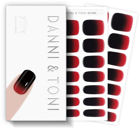 DANNI & TONI Halb ausgehärtete Gel Nagelfolien (Blood Shadow) Rot-Schwarz Ombré uv Gel Nagelfolie Nagelsticker Nageldesign Selbstklebend Wraps 28 Aufkleber