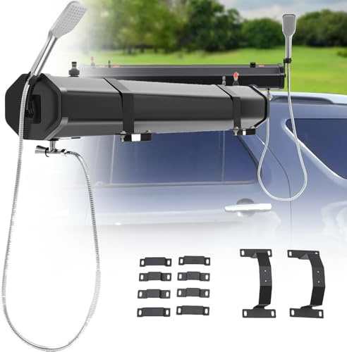 YANGYMM DachgepäCkträGer-StraßEndusche, Auf Dem Dach Montierter Solarheizungs-Druckwassertank, Solarbeheizt, Wasserspeicher für Campingduschen, für GeläNdewagen,4.8Gal/18L