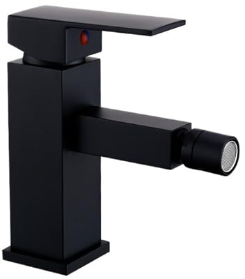 Rubinetto for bidet in oro spazzolato, rubinetto for lavabo del bagno, girevole a 360°, ugello rotondo quadrato, miscelatore caldo e freddo, montaggio sul ponte(30122-Matte Black)