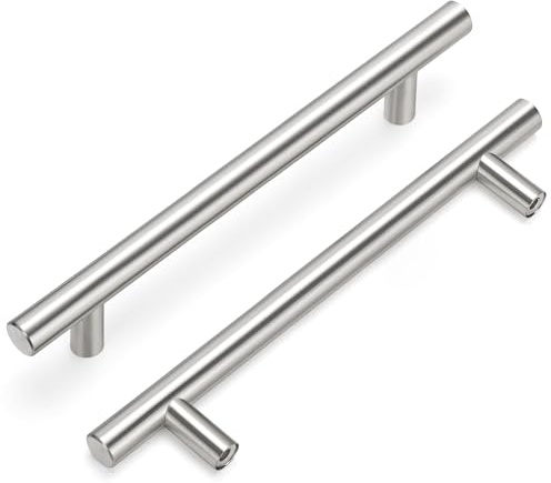 Goldewarm 12 Pack Kitchen Cupboard Handles 128mm(5 inch) Hole Center Kitchen Door Handles Brushed Nickel Drawer Pulls Stainless Steel