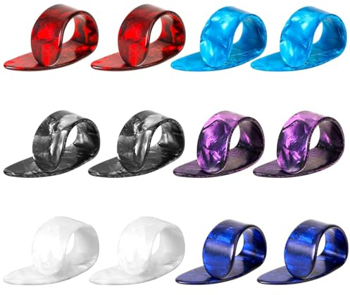 12 Stück Daumen Picks, Fingerpick Gitarrenplektren, Rechter Daumen Pick, Gitarren Plektrum, Daumenpicks für Gitarre, E-Gitarre, Bass