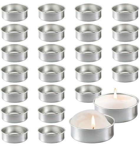 25 Stück Teelichthalter Metall, 40mm Teelichthalter Halter Dekorative Metallbehälter, Runde Teelichtbecher Silber, Mini Teelichthalter Silber für Hochzeit Weihnachten Tafelkerz