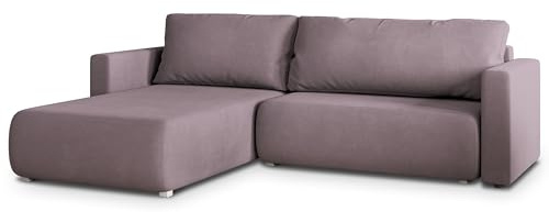 Masseno Ecksofa Turin SR mit Schlaffunktion L-Form, Modern Sofa mit Bettkasten, Wohnzimmersofa, Couch, Soffa, Bettsofa, Couchgarnitur - Rosa, SORO 61