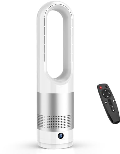 ahnwer Bladeless Tower Fan, Quiet Fan for Bedroom, Silver