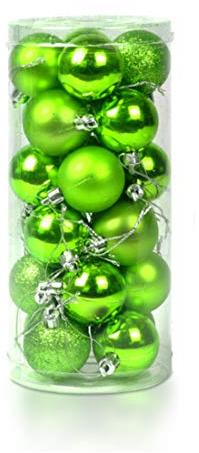 Ectkuee Ø 6 cm / 24pcs Stücke Weihnachtskugeln Set Deko Bunt glänzend Weihnachtsbaum Schmuck Anhänger Weihnachten Neujahr Grün