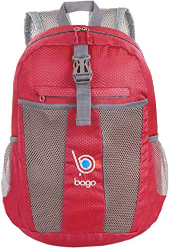 Rucksack, leicht, faltbar, platzsparend, für Damen, Herren, Kinder, Rot (rot) - BacPk-25-Red