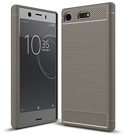 König Design Handyhülle kompatibel mit Sony Xperia XZ1 Mini Silikon Case Hülle Sturzsichere Back-Cover Handyhülle - Carbon - Grau