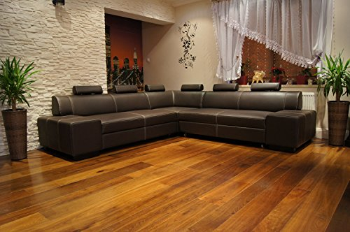 Quattro Meble Echtleder Ecksofa London II RE 6z 277 x 277 Sofa Couch mit Bettfunktion, Bettkasten und Kopfstützen Echt Leder mit Ziernaht Eck Couch große Farbauswahl