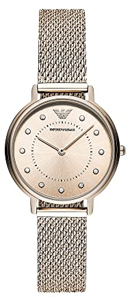 Emporio Armani Uhr für Damen , Zweizeiger Uhrwerk, 32mm Rosa Edelstahlgehäuse mit Edelstahlarmband, AR11129