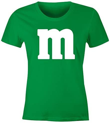 MoonWorks® Damen T-Shirt Gruppen-Kostüm M Aufdruck Kostüm Fasching Karneval Verkleidung grün L