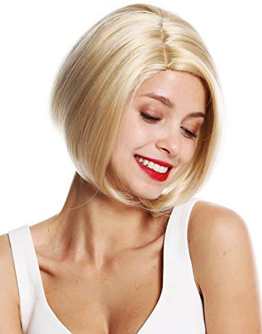 WIG ME UP - VK-29-24BT613 Perruque dame courte carré long raie lisse blond doré mèches blond platine highlights