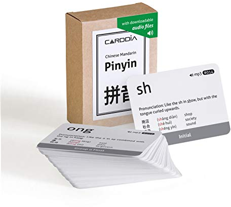 CARDDIA Cartes flash chinoises mandarines Pinyin avec audio MP3 – Kit d'apprentissage complet pour débutants et passionnés, durable et portable