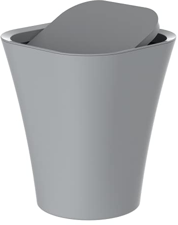 EISL Kosmetikeimer Bad (8,5 Liter) mit Schwingdeckel, Mülleimer für das Badezimmer, Kosmetikmülleimer, Toiletteneimer mit Deckel, Badmülleimer Grau, Kunststoff
