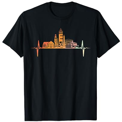 Darmstadt Skyline Herzschlag Retro Vintage Stil T-Shirt