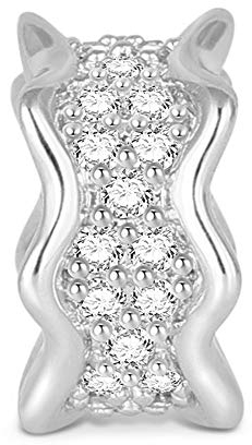 GNOCE Charms Stopper 925 Silber mit Klaren Kristallsteinen Damen Unregelmäßiger Ring Charms Geeignet für alle Armbänder und Halsketten