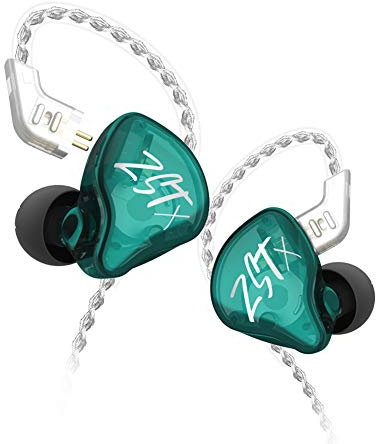 erjigo KZ ZST X in-ear monitor, auricolari dinamici ibridi a doppio driver ZSTX, HiFi Stereo IEM, con cavo staccabile, per musicisti e audiofili (senza microfono, ciano)