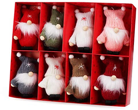 Homewit Handmade Christmas Dolls, 8 Adorable tree Decorations Christmas Ornaments Gift Santa Claus Snowman Tree Toy Doll Hang Decorations for Hang on Tree or Use to Decorate Garlands