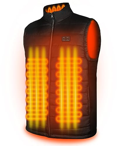 AFUNSO Beheizte Weste für Herren und Damen, Leichte Outdoor Heiz-Weste zum Wandern,Temperaturkontrolle Heizzonen beheizter Kragen,Joggen,Campen,Skifahren,Angeln (Batterie Nicht inbegriffen)-XL
