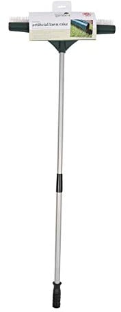 Lawn Grass Brush Rake Broom for artificial grass | with Soft Nylon Bristles | Gentle But Firm Head | Twist & lock telescopic powder-coated steel handle | Extends from 78-130cm