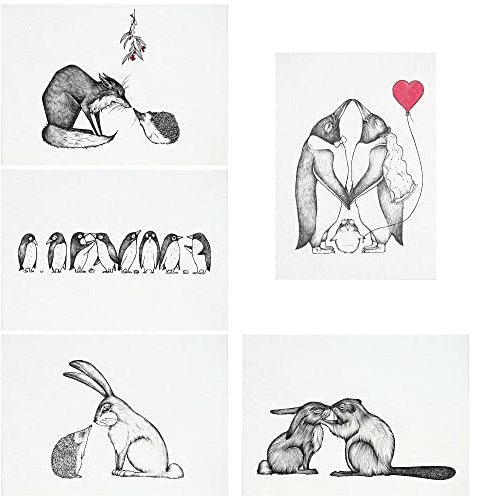 Ligarti Postkarten Set | 5 nachhaltige Grußkarten | Geburtstagskarte | Bambus Papier (Liebe)