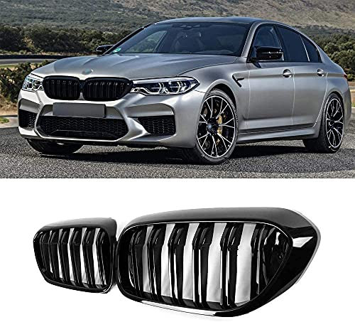 Nieren-Kühlergrill Kühlergitter für B-MW M5 G30 G31, Schwarz glänzend