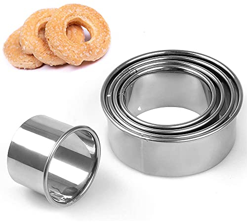 Cercle Patisserie Rond, 5 Pièces Emporte-Pièce Rond En Acier, Coupe-Biscuits En Acier Inoxydable, Rond En Acier Inoxydable Emporte-Pièce Rond pour Confiseries Maison, Biscuits, Fabrication de Pain
