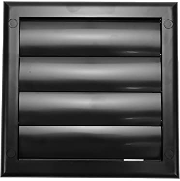 Vent Systems Couvercle d'aération de 10,2 cm (19,1 x 19,1 cm) – Noir – Hotte d'aération de sèche-linge – Couvercle de conduit de sèche-linge à persiennes – Capuchon de capot – Grille d'échappement